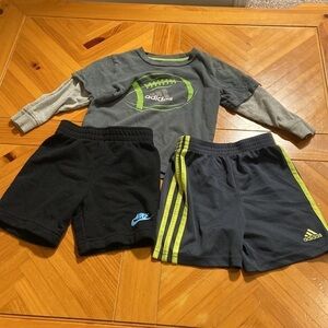 Boys Size 3T 3-piece bundle: Nike shorts, Adidas Shorts/Long Sleeve Tee [EXC]